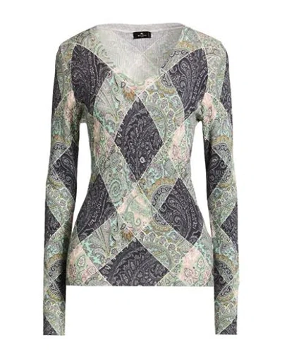 Etro Woman T-shirt Green Size 10 Wool In Multi
