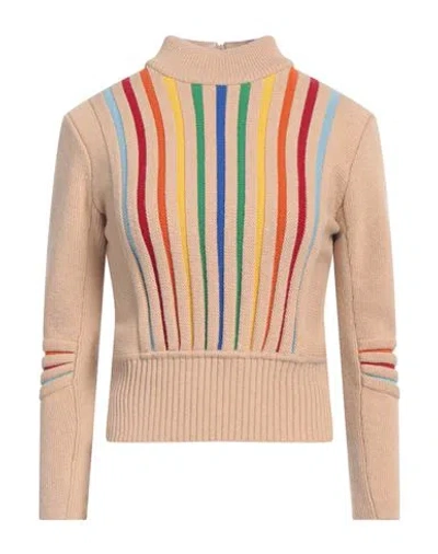 Etro Woman Turtleneck Camel Size 10 Wool, Viscose, Polyamide In Beige