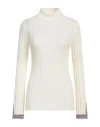 Etro Off-white Wool Turtleneck Sweater With Multicolor Cuffs In White