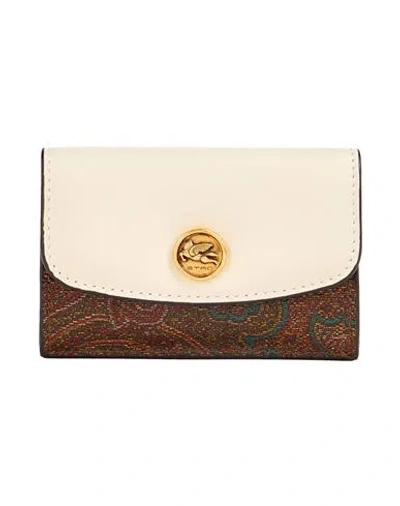 Etro Woman Wallet Beige Size - Cotton, Polyacrylic, Polyurethane Coated, Calfskin In Sand