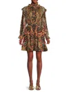 Etro Women's Abito Alameda Printed Ruffle Wool-blend Minidress In Multi