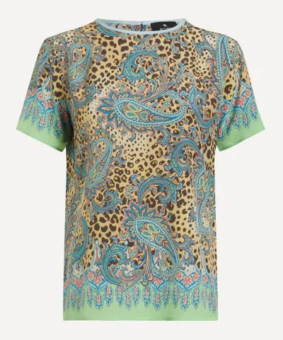Etro Paisley Animal-motif Silk Top In Multi