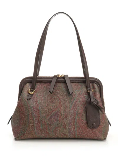 Etro Paisley Top Handle Tote Bag In Brown