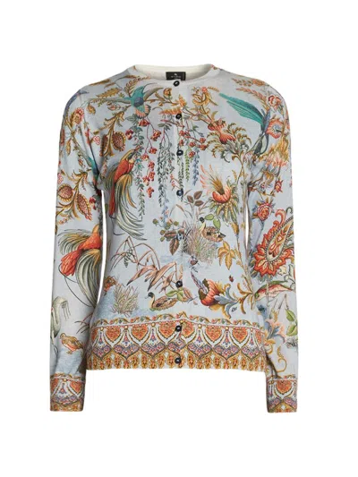 Etro Women's Avian Paisley Silk Slim-fit Cardigan In Multi