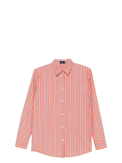 ETRO WOMEN'S BACK SLIT STRIPED COTTON SHIRT