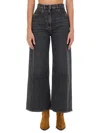 Etro Wide Leg Jeans With Belt Loops And Contrast Stitching In Gray