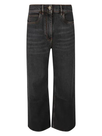 Etro Women's Baggy Jacquard Jeans In Grey