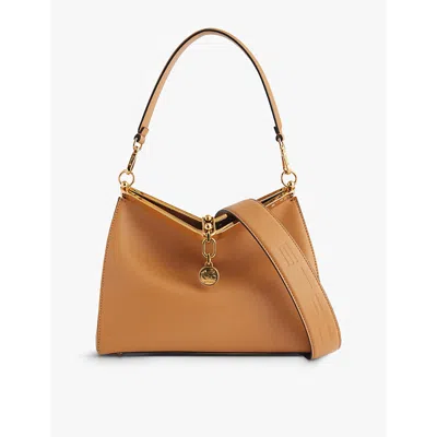 Etro Small Vela Leather Shoulder Bag In Biege