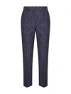 Etro Women Blue Jacquard Wool Blend Cigarette Trousers In Multi