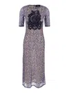 Etro Women Blue Long Dress With Maxi Floral Print On The Front And All-over Print In Tech Fabric Wom In Multi