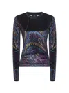 Etro Blue Paisley Print Stretch Chenille Top In Blue
