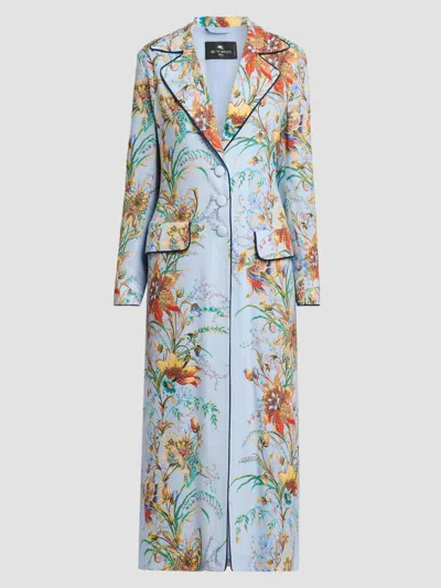 Etro Women's Botanical Structured Duster Coat In Blue