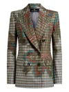 Etro Double-breasted Wool-blend Gingham Jacket In Multi