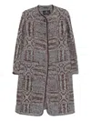 Etro Grey Boucl Jacquard Coat In Multi
