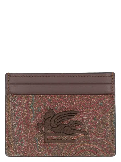 Etro Coated Canvas Card Holder In Brown