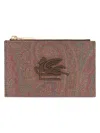 Etro Women's Coated Canvas Card Holder In Burgundy