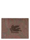 Etro Embroidered Synthetic Leather Wallet In Brown