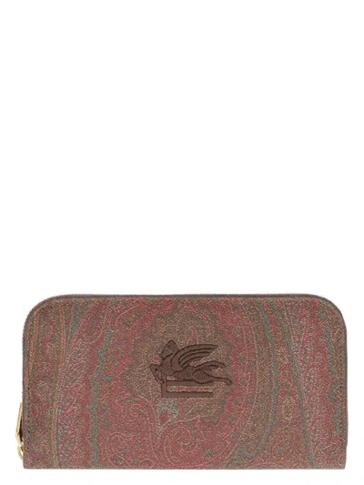Etro Women's Coated Canvas Wallet In Burgundy