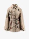 Etro Women Cotton Cape With Floral Print In Nude