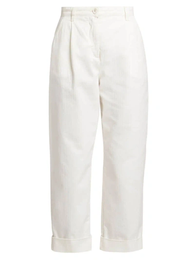 Etro Women's Cotton Cropped Trousers In White