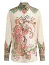 Etro Multicolor Shirt With Classic Collar And All-over Paisley Print In Cotton And Silk Woman In Multicolour