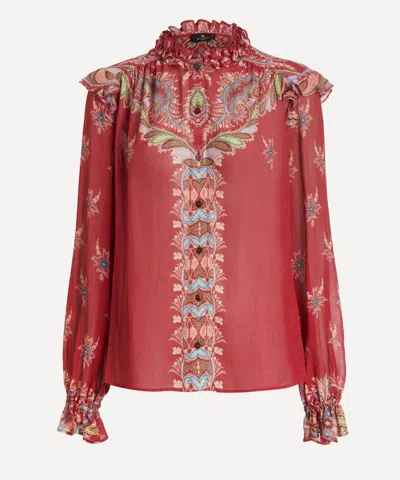 ETRO ETRO WOMEN'S CREPON PLACED-PRINT BLOUSE