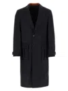 Etro Dark Blue Wool Blend Coat