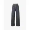 Etro Stretch Denim Baggy Fit Jeans In Denim Grigio Medio