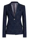 Etro Paisley-print Denim Blazer In Black
