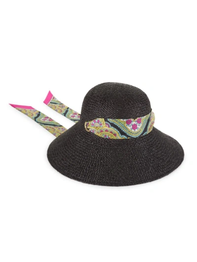 Etro Women's Detachable-silk-scarf Raffia Hat In Neutral