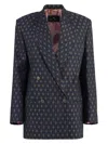 Etro Double-breasted Wool And Cotton-blend Jacquard Blazer In Blue
