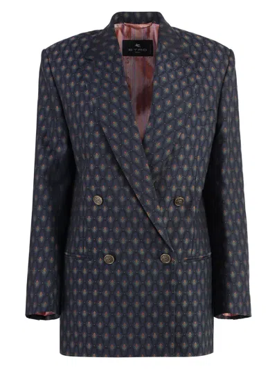 ETRO WOMEN'S DOUBLE-BREASTED WOOL BLAZER