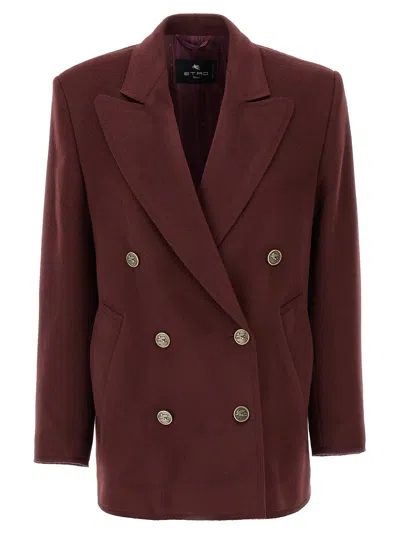 Etro Wool And Cashmere Double-breasted Blazer In Multi