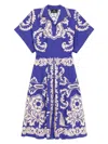 Etro Cotton Dress With Belt And Pleated Skirt