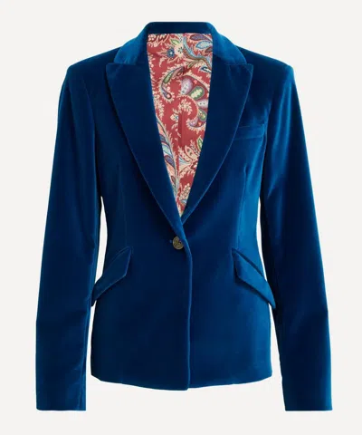 ETRO ETRO WOMEN'S ELECTRIC BLUE VELVET JACKET