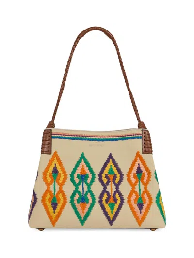 Etro Women's Embroidered Canvas Shopping Bag In Sand