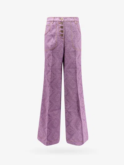 Etro Geometric Print Flared Pants In Purple