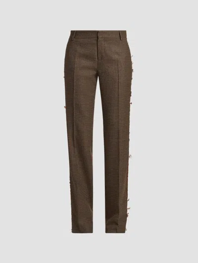 Etro Women's Feather Stripe Wool Trousers In Brown