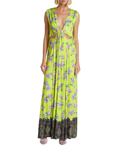 Etro Women's Floral Cutout Gown In Green