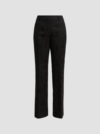 Etro Floral-jacquard Flared Trousers In Black