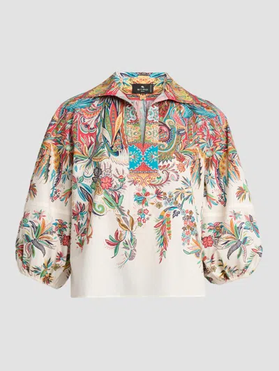 Etro Women's Floral Paisley Balloon-sleeve Top In Multi