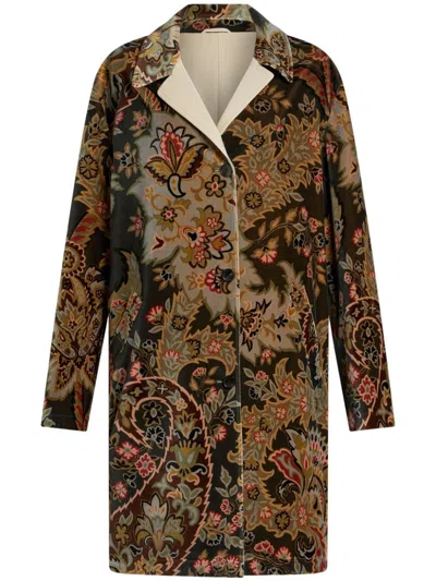 Etro Paisley-print Cotton-blend Velvet Coat In Multicolour
