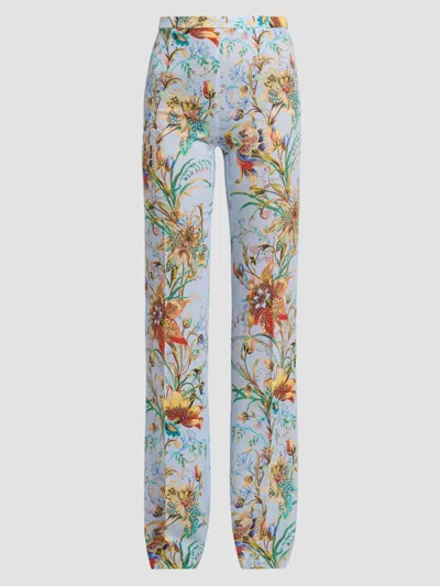 Etro Women's Floral Print Straight-leg Trousers In Black