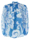 Etro Comfort Fit Floral Print Cotton Shirt In Blue