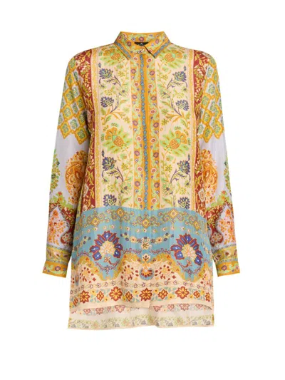 Etro Women's Floral Silk Tunic Shirt In Multi