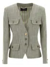Etro Fitted Jacket With Padded Shoulders In Green