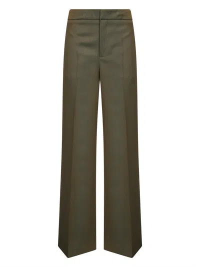 Etro Women Green Wool Blend Palazzo Trousers