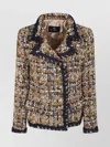 Etro Double-breasted Tweed Jacket In Brown