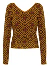 Etro Metallic Floral Medallion Sweater In Brown