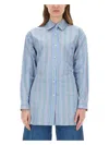 Etro Knotted Button-up Striped Shirt In Baby Blue